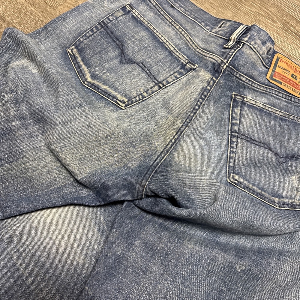 Vintage Diesel Jeans Mens 38x30 Blue Kratt Straight Button Fly Made Italy Baggy - Picture 6 of 9